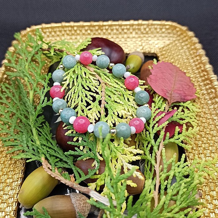 Bratara dama Odette, din pietre semipretioase de Jad Verde si Jad Rosu, margele de 8mm [8]