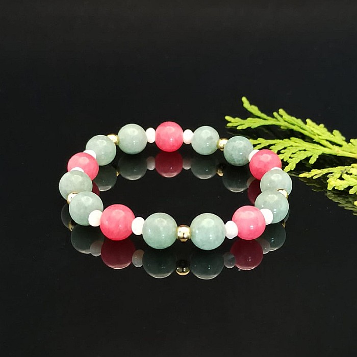 Bratara dama Odette, din pietre semipretioase de Jad Verde si Jad Rosu, margele de 8mm [1]