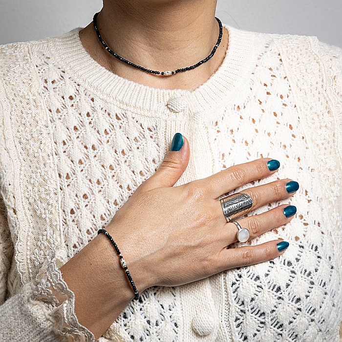 Bratara dama Mihit din pietre naturale de Jad Bleumarin cu accesorii si sistem de inchidere din argint 925 [9]