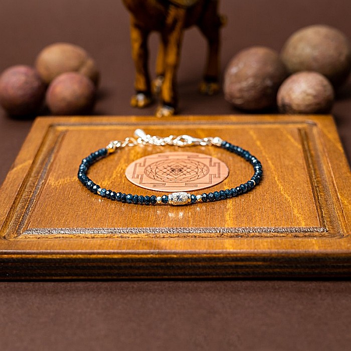 Bratara dama Mihit din pietre naturale de Jad Bleumarin cu accesorii si sistem de inchidere din argint 925 [3]