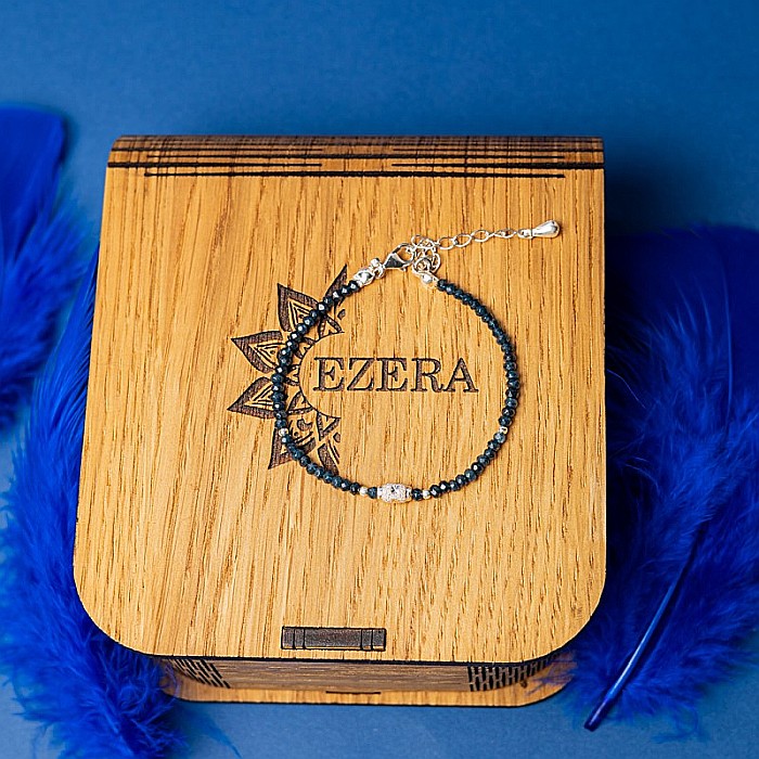 Bratara dama Mihit din pietre naturale de Jad Bleumarin cu accesorii si sistem de inchidere din argint 925 [8]