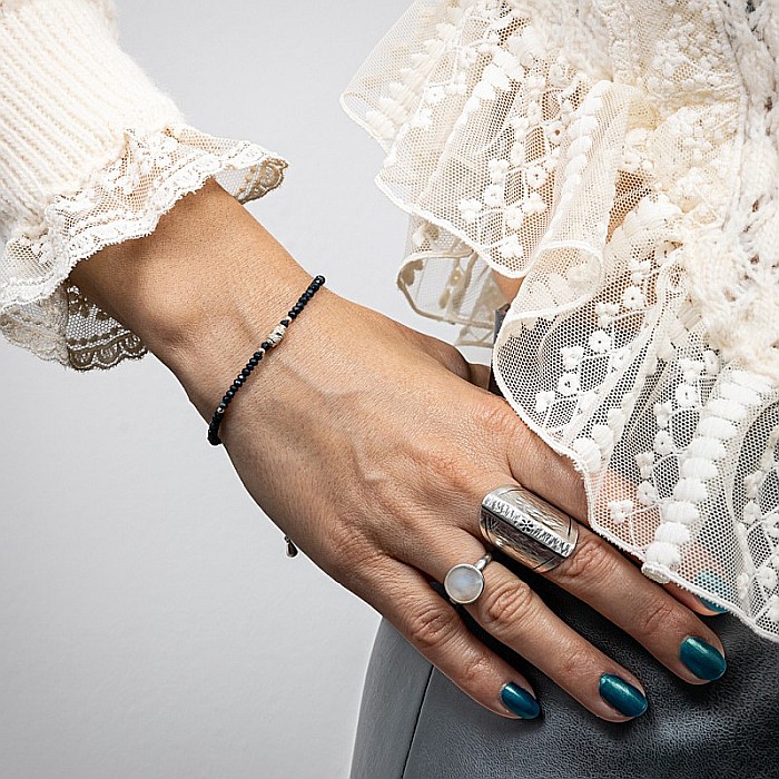 Bratara dama Mihit din pietre naturale de Jad Bleumarin cu accesorii si sistem de inchidere din argint 925 [10]