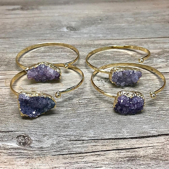 Bratara dama pietre semipretioase Ametist, Tania, placata cu aur de 24 K [5]