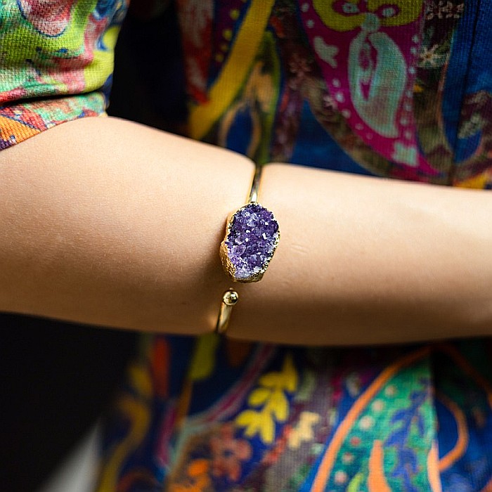 Bratara dama pietre semipretioase Ametist, Tania, placata cu aur de 24 K [12]