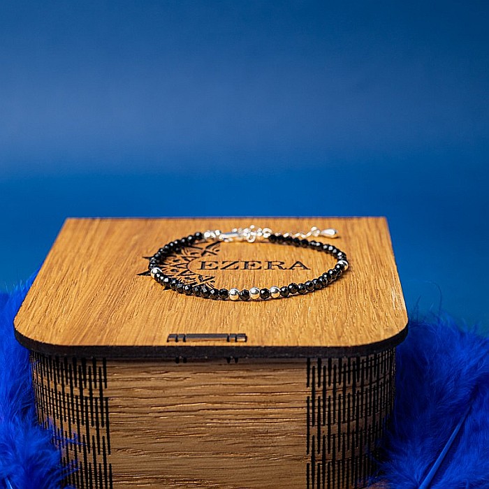Bratara dama pietre semipretioase Blake din Spinel negru, cu accesorii si sistem de inchidere din argint [7]
