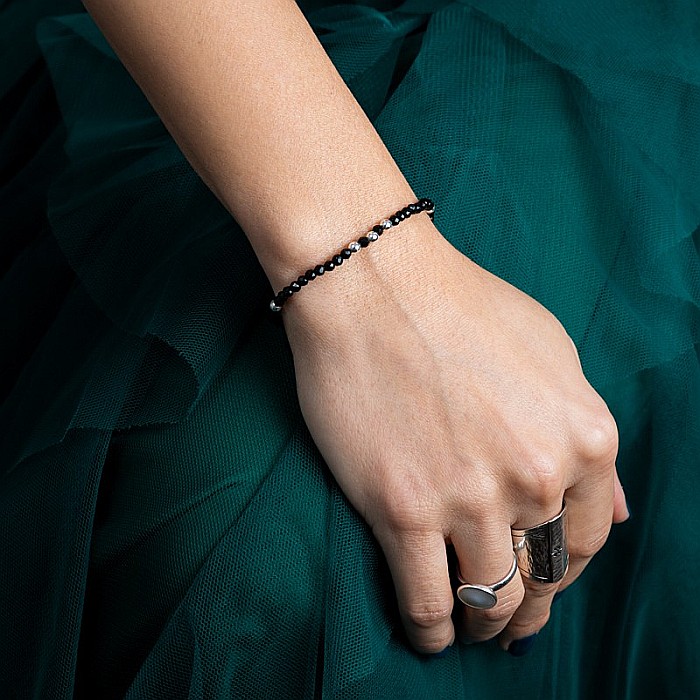 Bratara dama pietre semipretioase Blake din Spinel negru, cu accesorii si sistem de inchidere din argint [8]