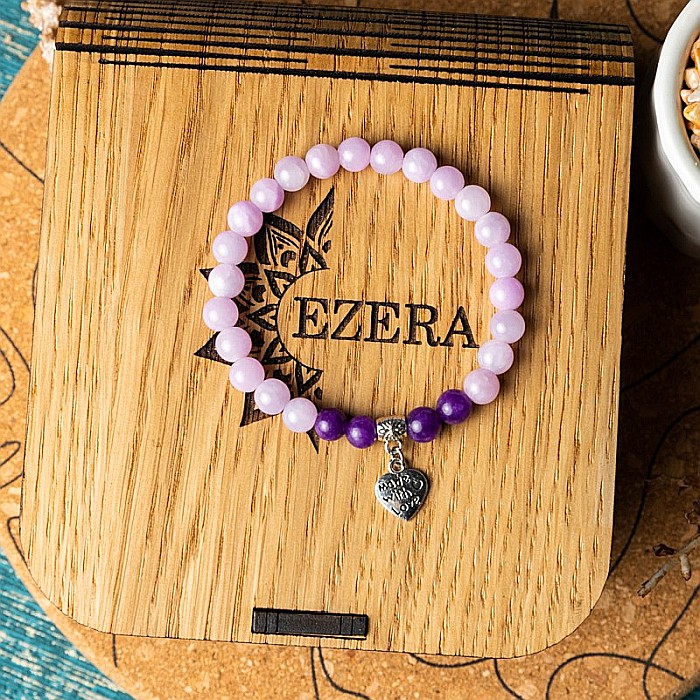 Bratara dama pietre semipretioase Helen, cristale de Jad Roz si Jad Mov, sfere de 6mm [9]