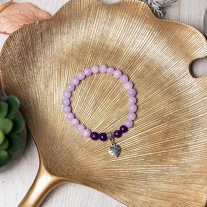 Bratara dama pietre semipretioase Helen, cristale de Jad Roz si Jad Mov, sfere de 6mm [7]