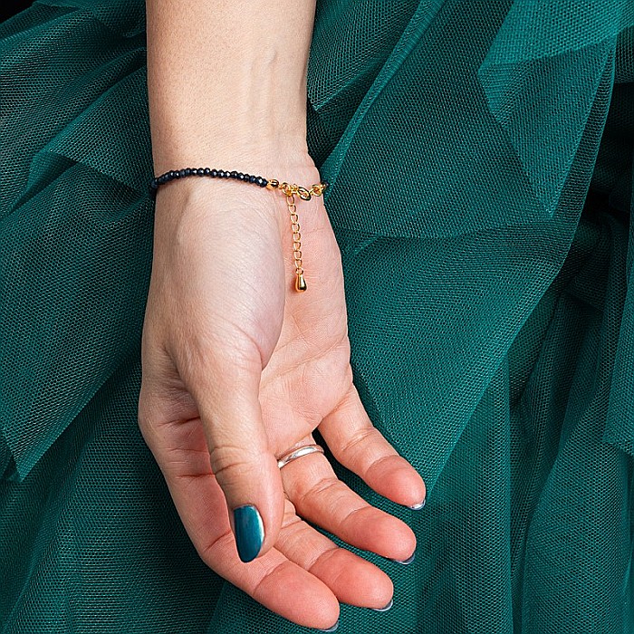 Bratara dama Lalit pietre semipretioase Jad Albastru fatetat cu accesorii si sistem de inchidere argint 925 placat cu aur 14K [16]