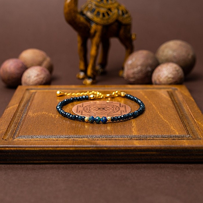 Bratara dama Lalit pietre semipretioase Jad Albastru fatetat cu accesorii si sistem de inchidere argint 925 placat cu aur 14K [6]