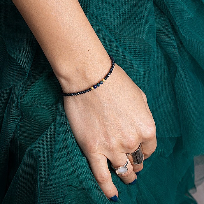 Bratara dama Lalit pietre semipretioase Jad Albastru fatetat cu accesorii si sistem de inchidere argint 925 placat cu aur 14K [12]