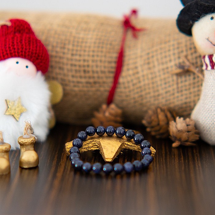 Bratara Dama Pietre Semipretioase Sintetice, Sand Stone Albastru, “Ela”, Margele de 8 mm [11]