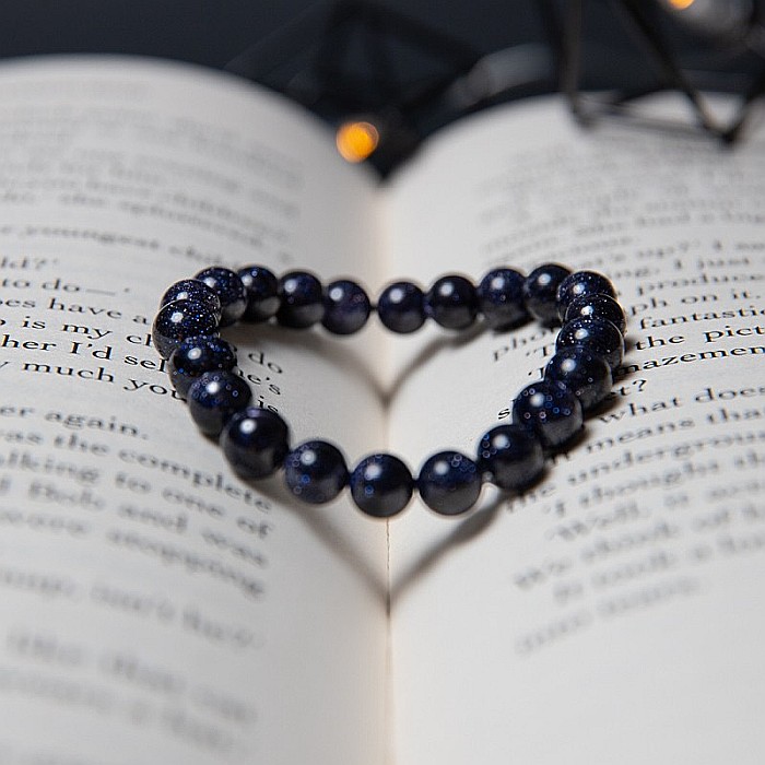 Bratara Dama Pietre Semipretioase Sintetice, Sand Stone Albastru, “Ela”, Margele de 8 mm [8]