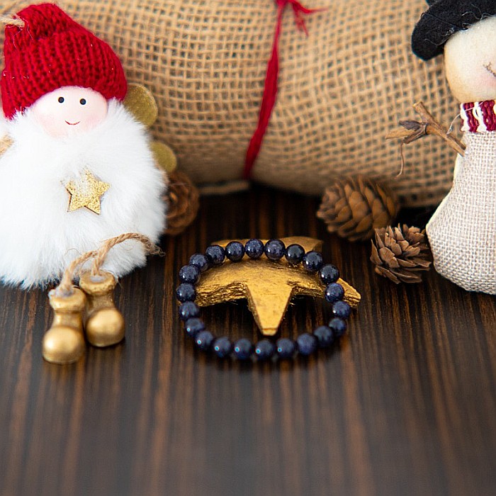 Bratara Dama Pietre Semipretioase Sintetice, Sand Stone Albastru, “Ela”, Margele de 8 mm [12]