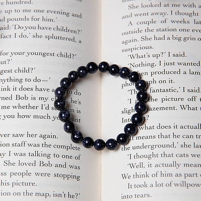 Bratara Dama Pietre Semipretioase Sintetice, Sand Stone Albastru, “Ela”, Margele de 8 mm [7]