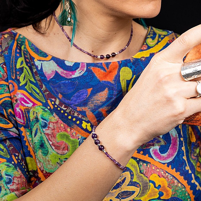 Bratara dama Reena din pietre naturale de Ametist, inchidere si accesorii din argint 925 [13]