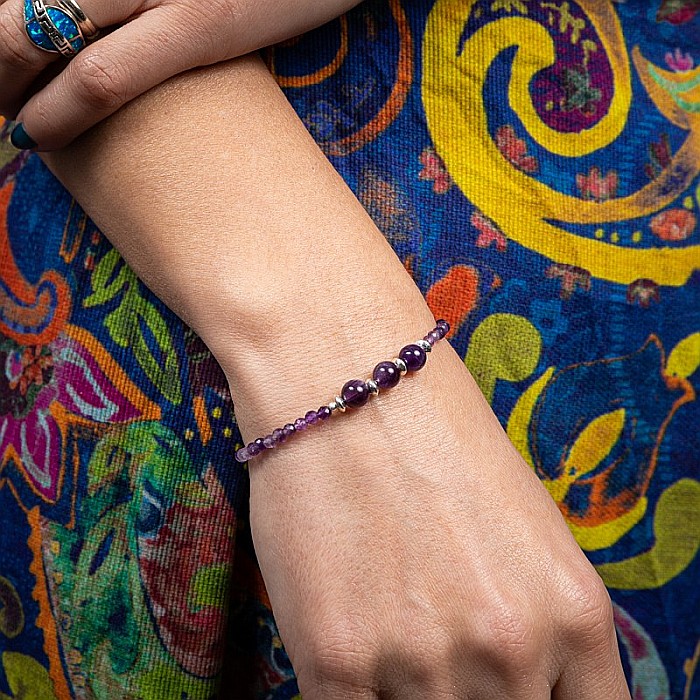 Bratara dama Reena din pietre naturale de Ametist, inchidere si accesorii din argint 925 [10]