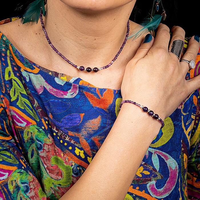 Bratara dama Reena din pietre naturale de Ametist, inchidere si accesorii din argint 925 [16]