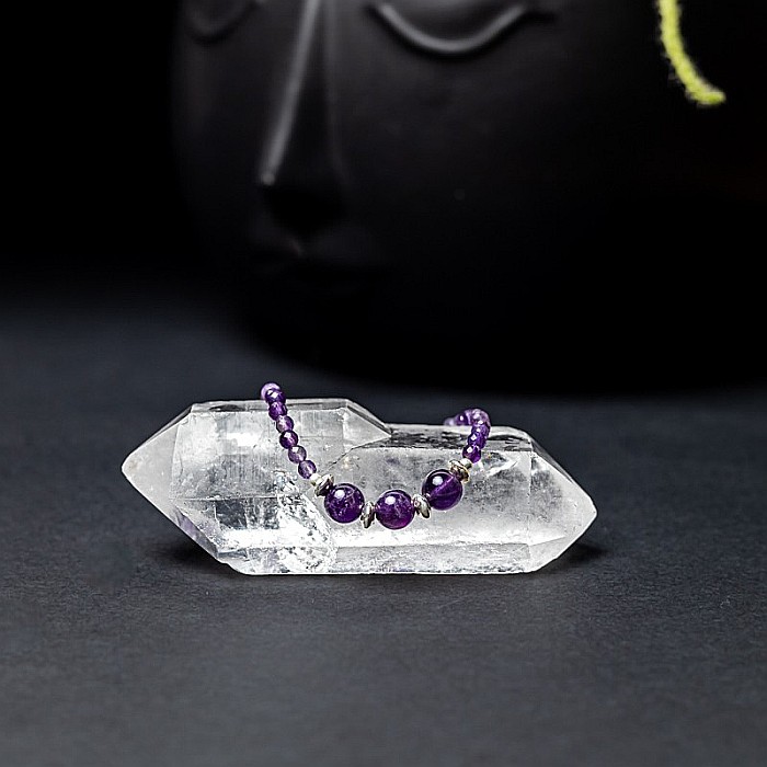 Bratara dama Reena din pietre naturale de Ametist, inchidere si accesorii din argint 925 [6]