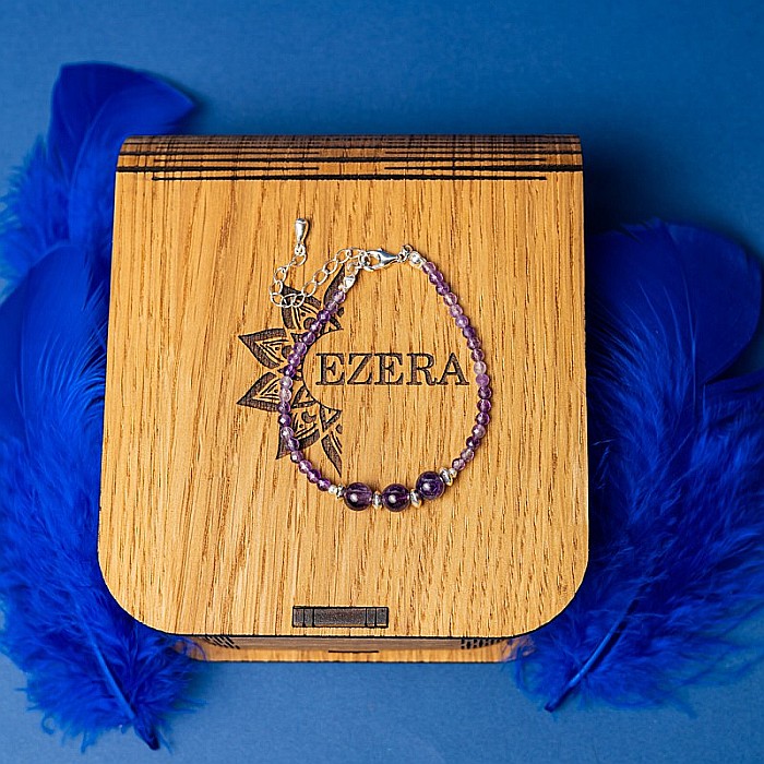 Bratara dama Reena din pietre naturale de Ametist, inchidere si accesorii din argint 925 [8]