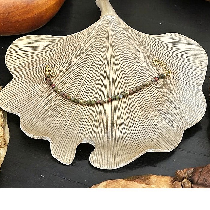 Bratara dama Samira din cristale de Unakit realizata manual cu accesorii si inchidere din argint placat cu aur [3]