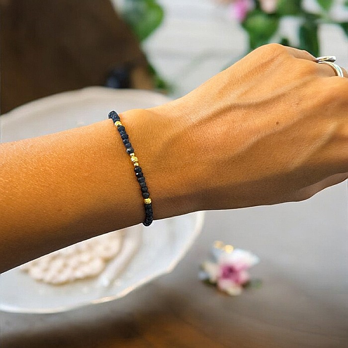 Bratara Dama Sara din pietre naturale de Safir si accesorii din argint placat cu aur [2]