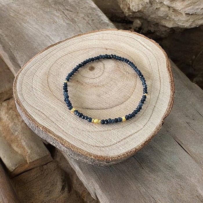 Bratara Dama Sara din pietre naturale de Safir si accesorii din argint placat cu aur [3]