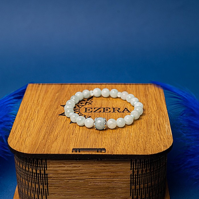 Bratara dama Serena din cristale de Acvamarin si Angelit, cu accesorii din Argint 925 [8]