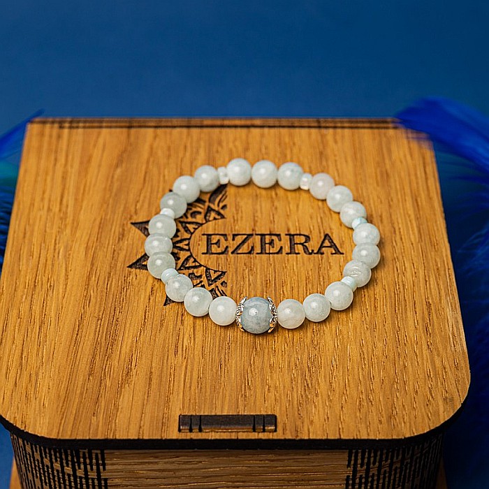 Bratara dama Serena din cristale de Acvamarin si Angelit, cu accesorii din Argint 925 [5]