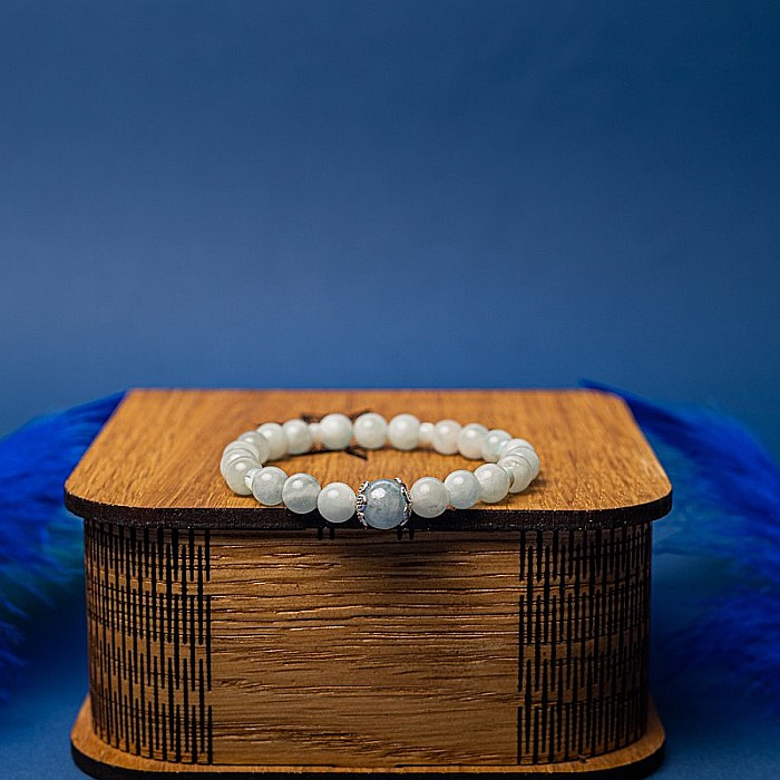 Bratara dama Serena din cristale de Acvamarin si Angelit, cu accesorii din Argint 925 [6]