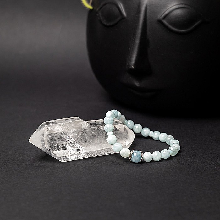 Bratara dama Serena din cristale de Acvamarin si Angelit, cu accesorii din Argint 925 [11]