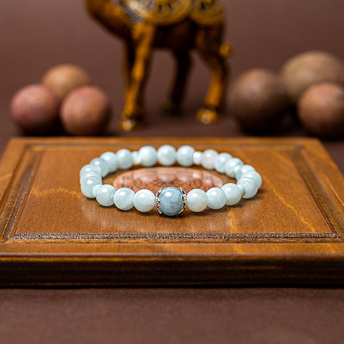 Bratara dama Serena din cristale de Acvamarin si Angelit, cu accesorii din Argint 925 [4]