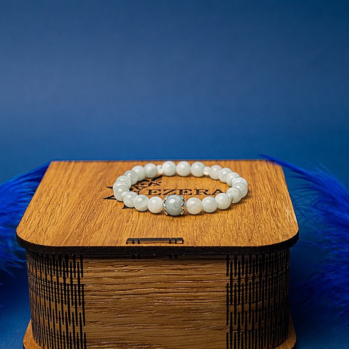 Bratara dama Serena din cristale de Acvamarin si Angelit, cu accesorii din Argint 925 [7]