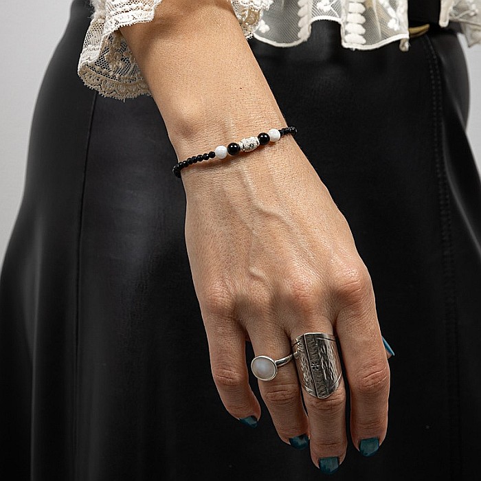 Bratara dama Shrey din pietre naturale de Spinel negru cu accesorii si sistem de inchidere din argint 925 [17]