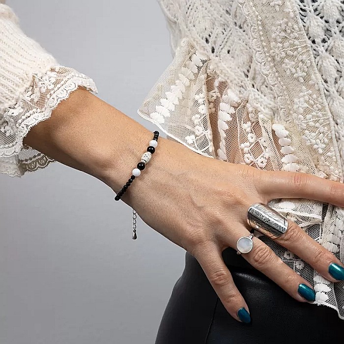 Bratara dama Shrey din pietre naturale de Spinel negru cu accesorii si sistem de inchidere din argint 925 [1]