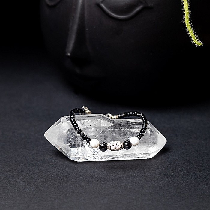 Bratara dama Shrey din pietre naturale de Spinel negru cu accesorii si sistem de inchidere din argint 925 [8]