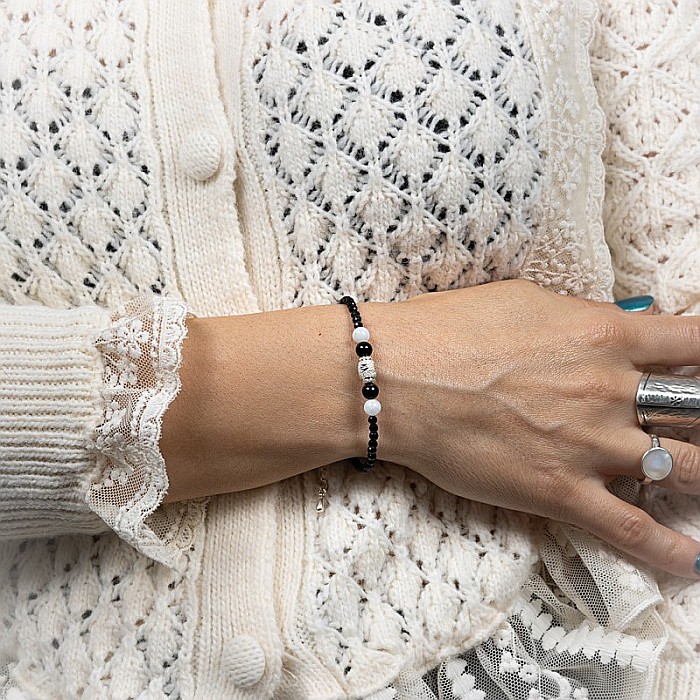 Bratara dama Shrey din pietre naturale de Spinel negru cu accesorii si sistem de inchidere din argint 925 [14]