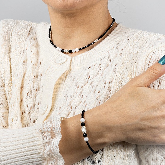 Bratara dama Shrey din pietre naturale de Spinel negru cu accesorii si sistem de inchidere din argint 925 [2]