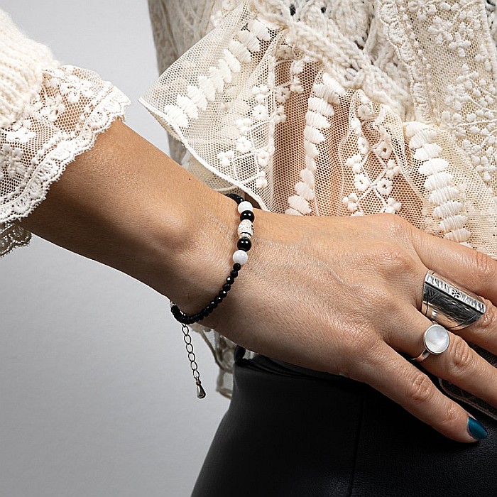 Bratara dama Shrey din pietre naturale de Spinel negru cu accesorii si sistem de inchidere din argint 925 [15]