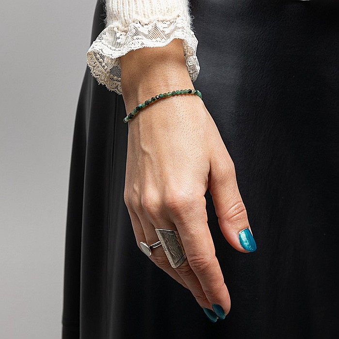 Bratara dama pietre naturale de Smarald fatetat Memphis cu sistem de inchidere din argint [2]