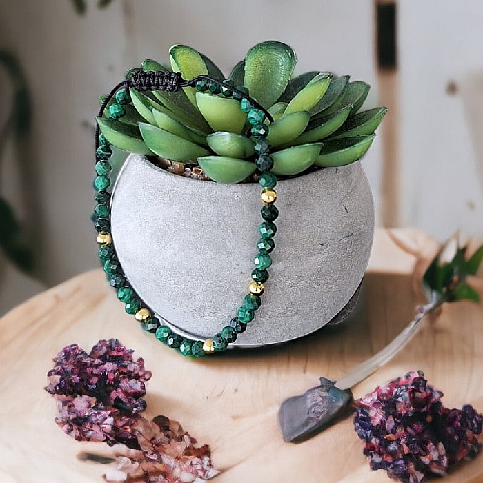 Bratara Dama snur Miland din pietre semipretioase de Malachit natural cu accesorii din Argint [9]