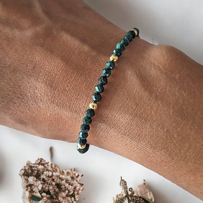 Bratara Dama snur Miland din pietre semipretioase de Malachit natural cu accesorii din Argint [3]