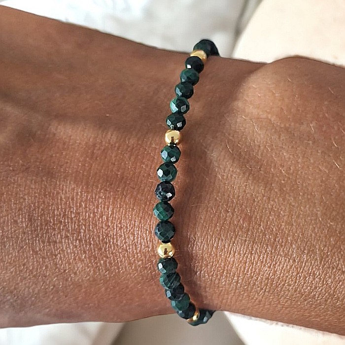 Bratara Dama snur Miland din pietre semipretioase de Malachit natural cu accesorii din Argint [2]