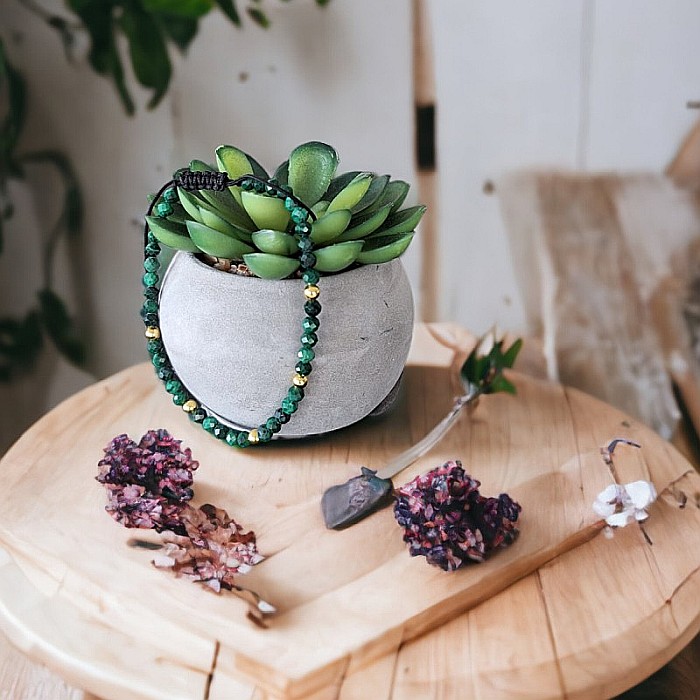 Bratara Dama snur Miland din pietre semipretioase de Malachit natural cu accesorii din Argint [7]