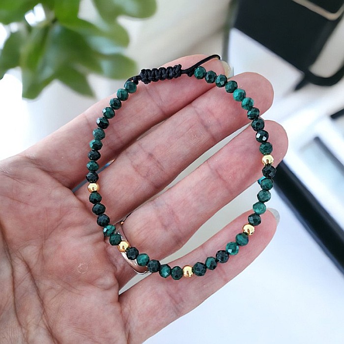 Bratara Dama snur Miland din pietre semipretioase de Malachit natural cu accesorii din Argint [4]