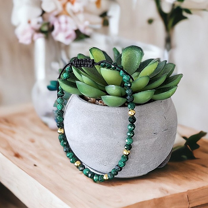 Bratara Dama snur Miland din pietre semipretioase de Malachit natural cu accesorii din Argint [6]