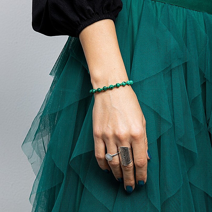 Bratara dama Verdi, din pietre semipretioase de Malachit [12]