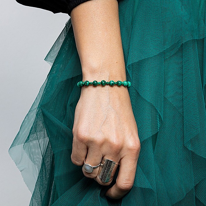 Bratara dama Verdi, din pietre semipretioase de Malachit [3]