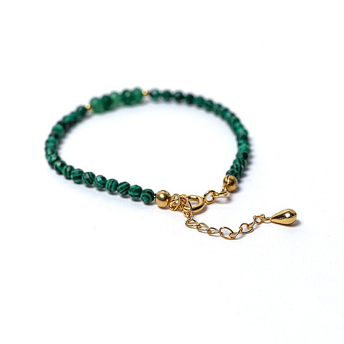 Bratara dama Vishal din pietre sintetice de Malachit si Jad Verde cu sistem de inchidere din argint 925 placat cu aur 14K [13]