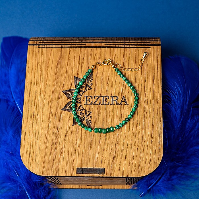 Bratara dama Vishal din pietre sintetice de Malachit si Jad Verde cu sistem de inchidere din argint 925 placat cu aur 14K [7]